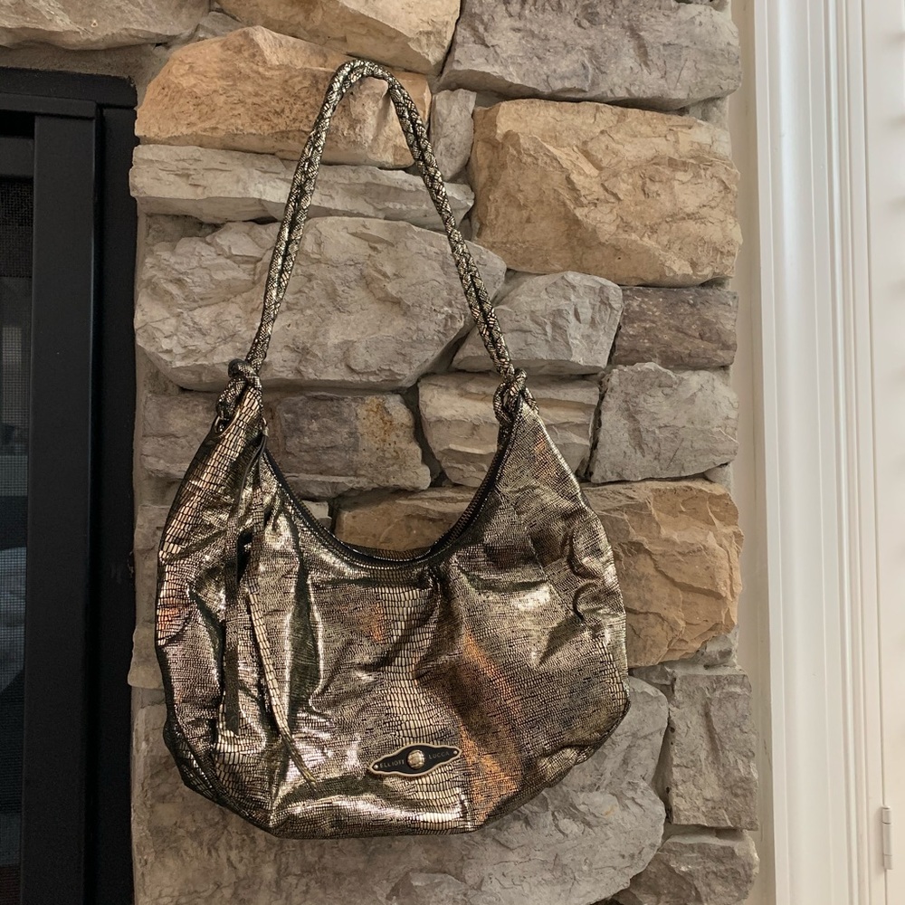Elliott Lucca Gold and Black Metallic Shoulder Bag